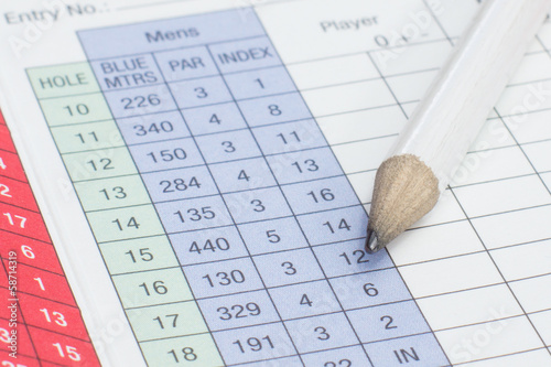 Pencil on a golf scorecard