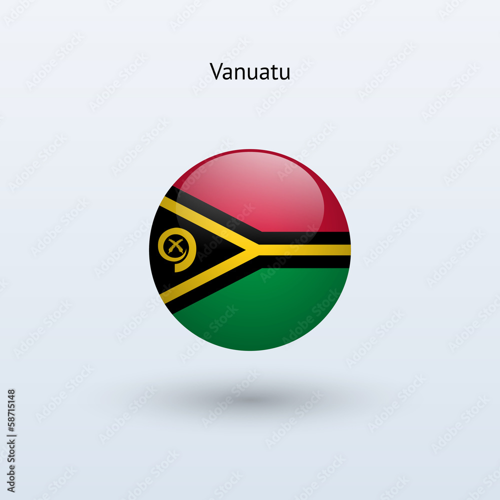 Vanuatu round flag. Vector illustration.