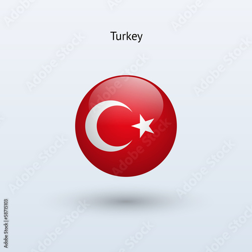 Turkey round flag. Vector illustration.