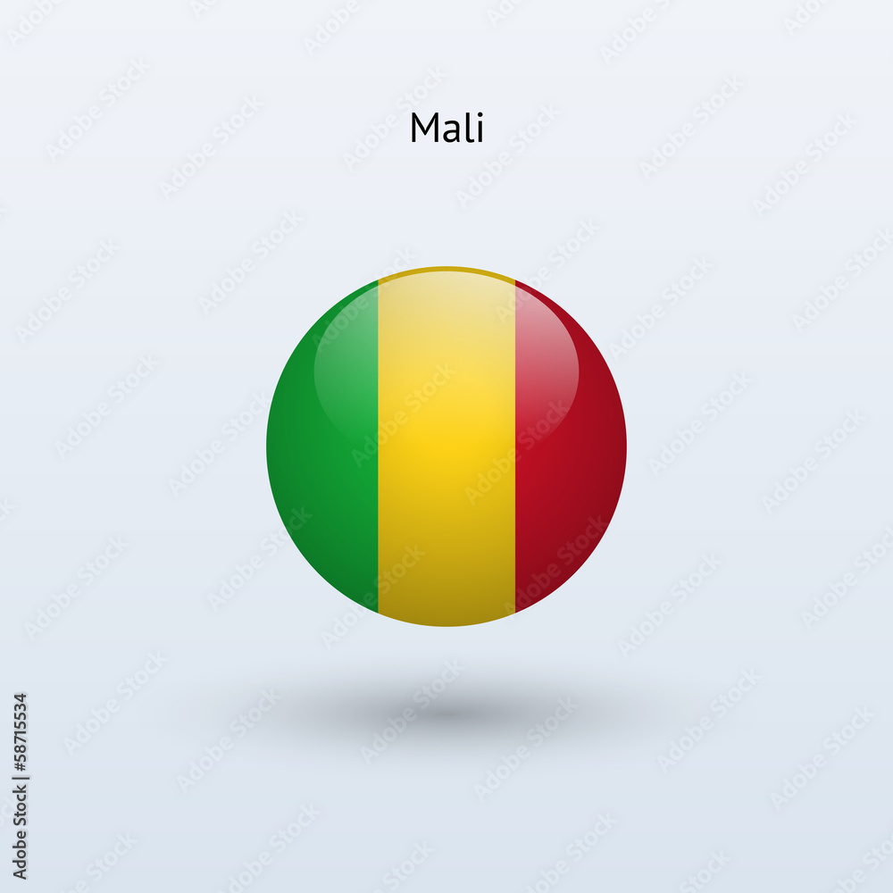 Fototapeta premium Mali round flag. Vector illustration.