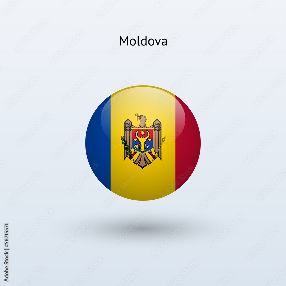 Obraz premium Moldova round flag. Vector illustration.