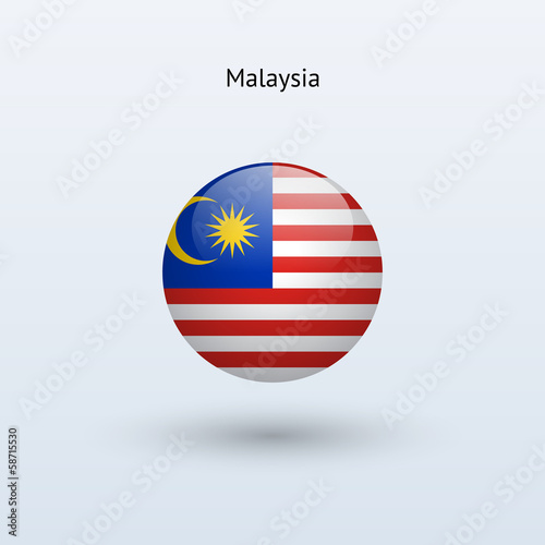 Malaysia round flag. Vector illustration.
