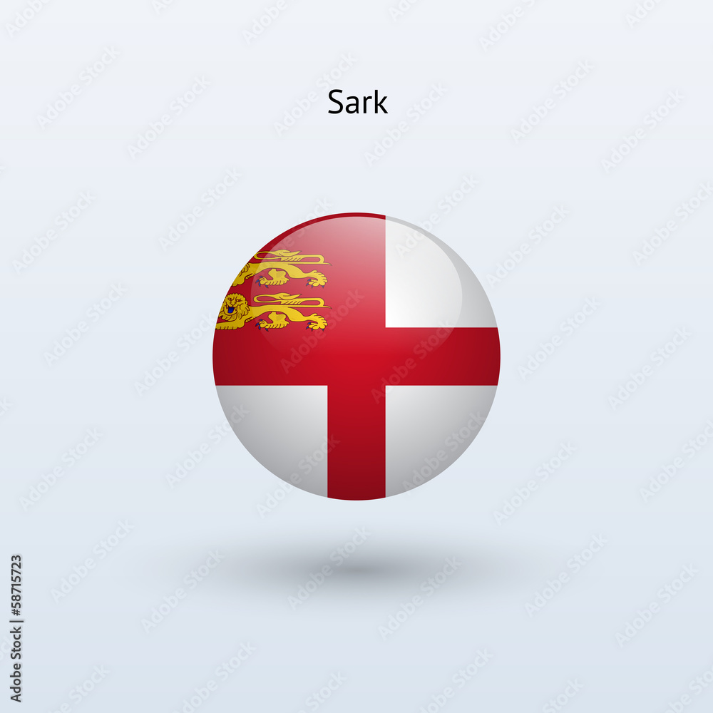 Sark round flag. Vector illustration.