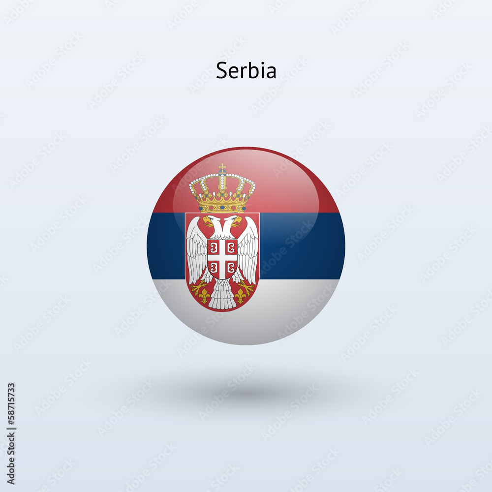 Serbia round flag. Vector illustration.