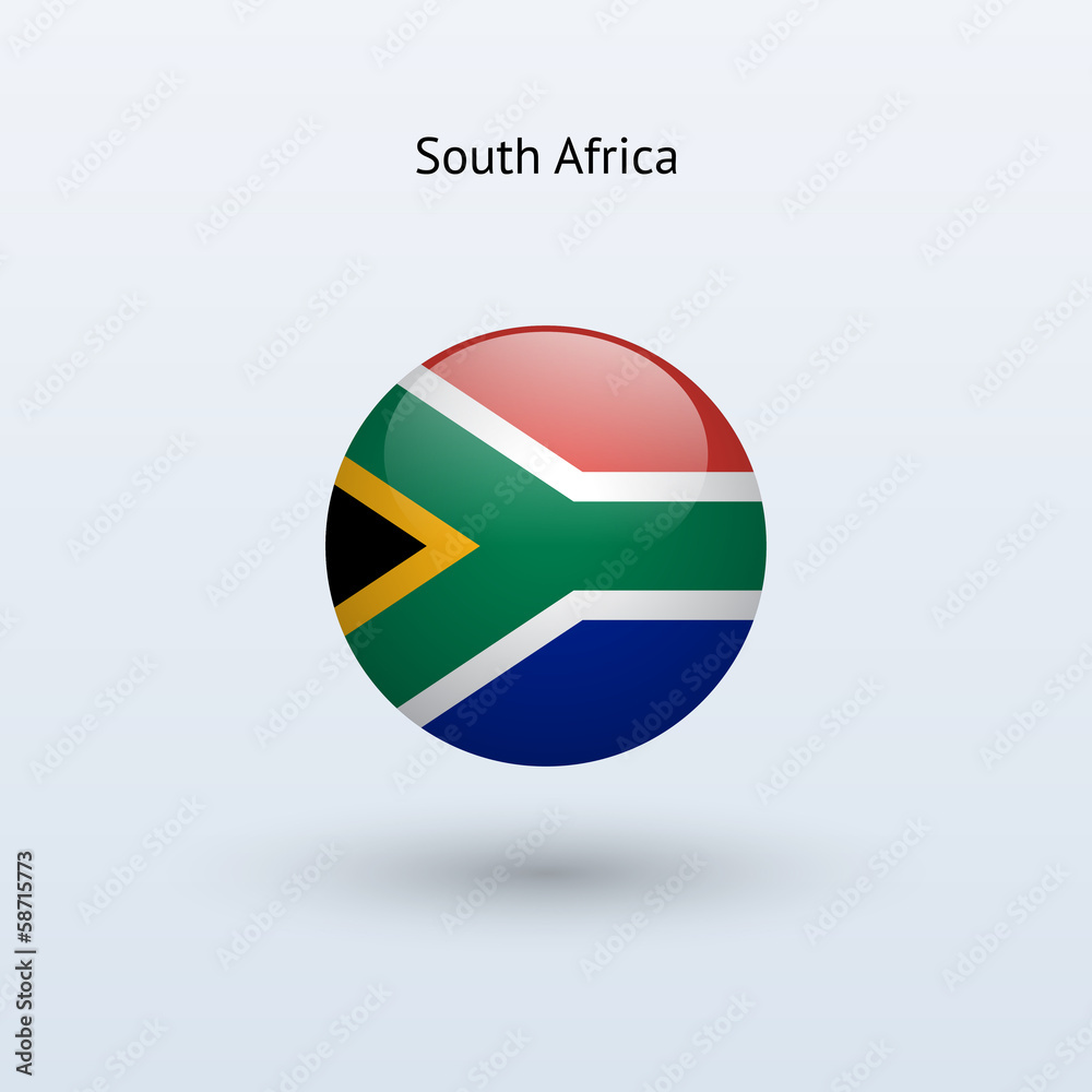 South Africa round flag. Vector illustration.