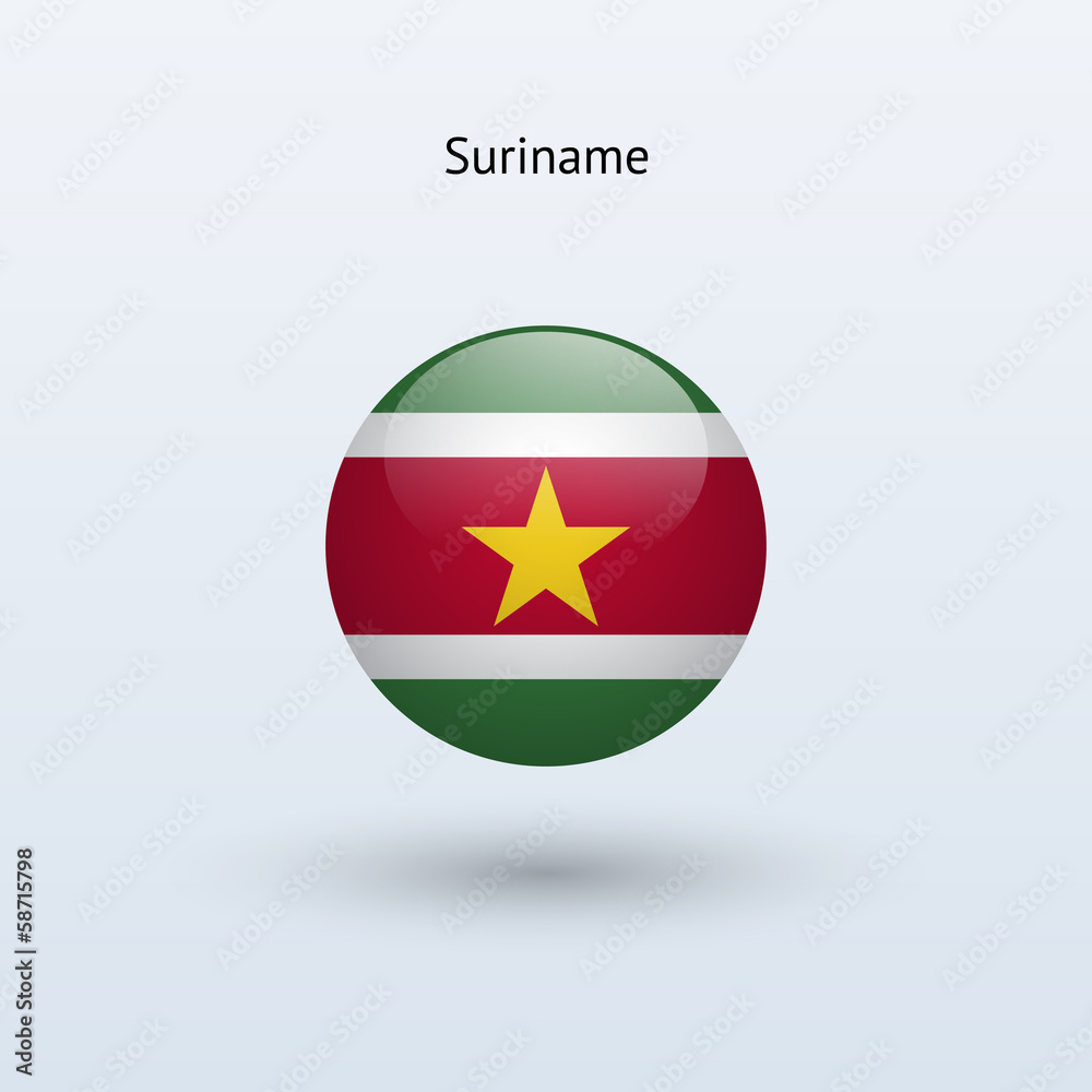 Suriname round flag. Vector illustration.