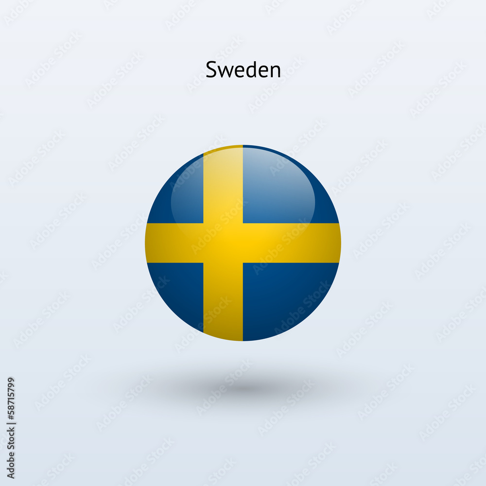 Sweden round flag. Vector illustration. Sweden round flag. Vector illustration.
