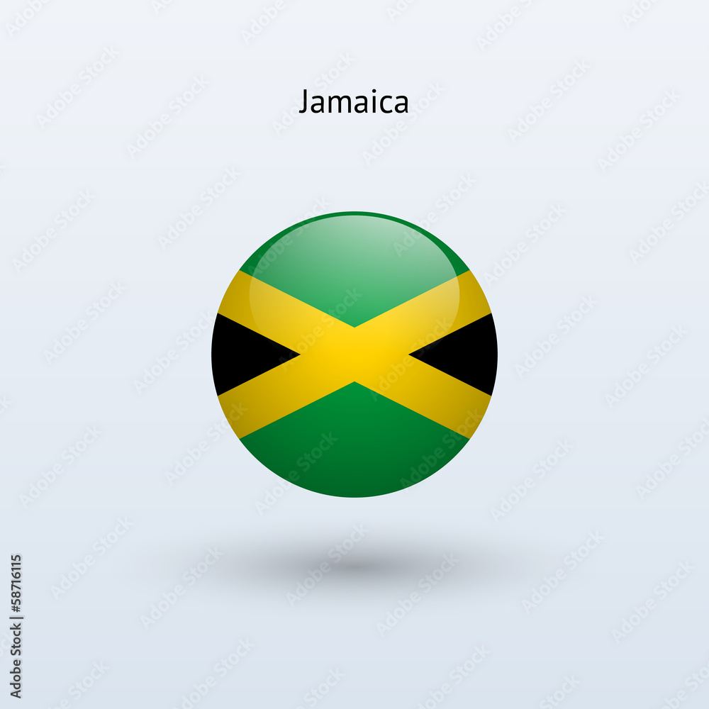 Jamaica round flag. Vector illustration.
