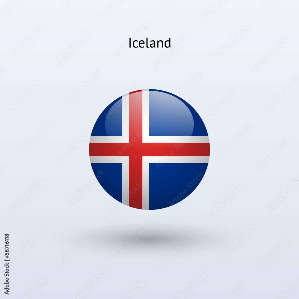 Iceland round flag. Vector illustration.