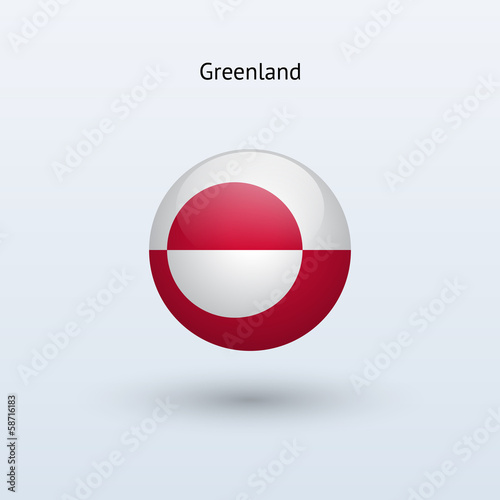 Greenland round flag. Vector illustration.