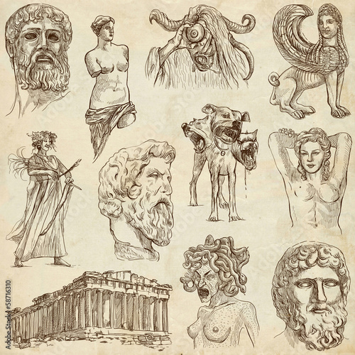 Traveling: GREECE, part 1 - Collection of an hand drawings.