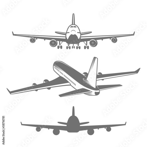 Set of designed airplanes illustrations