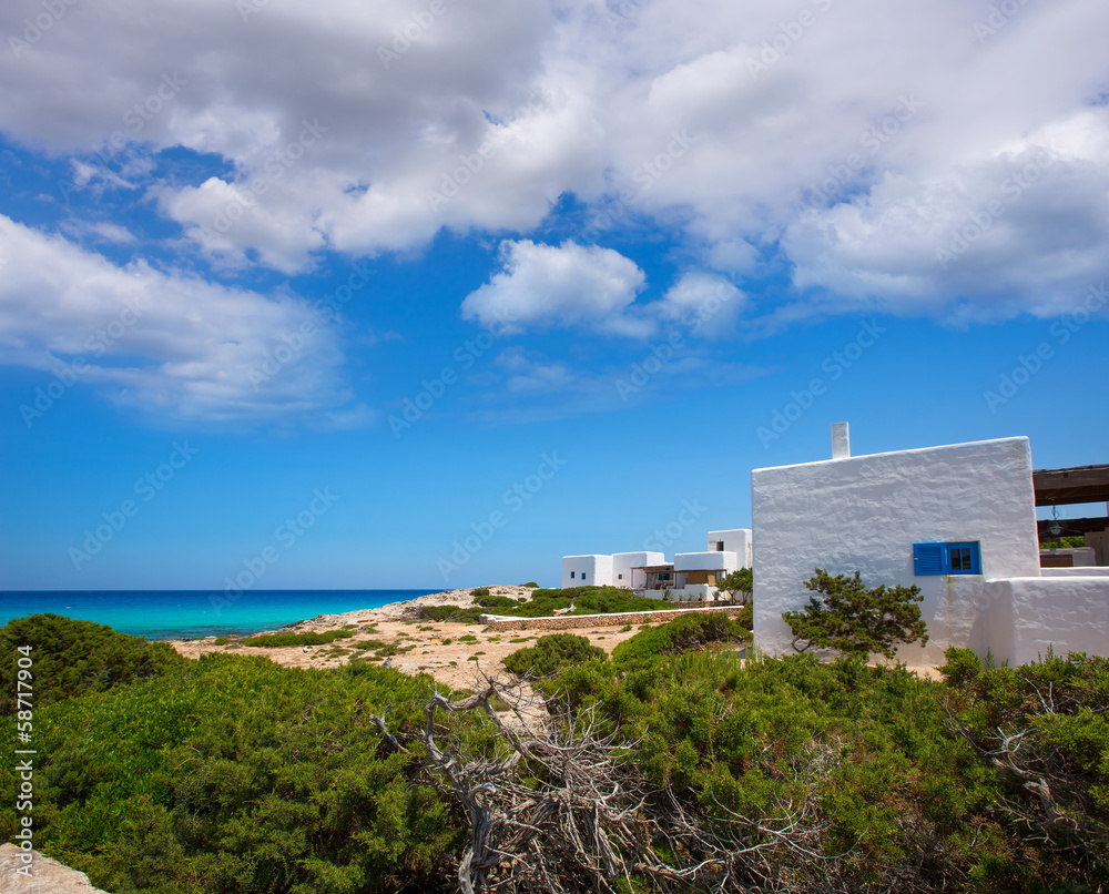 Es calo de san Agustin Beach white houses in Formentera