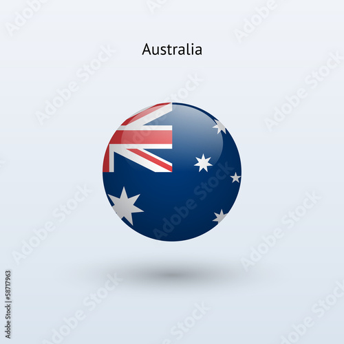 Australia round flag. Vector illustration.
