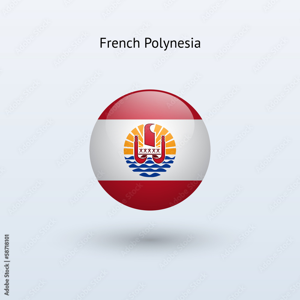 French Polynesia round flag. Vector illustration. French Polynesia round flag. Vector illustration.