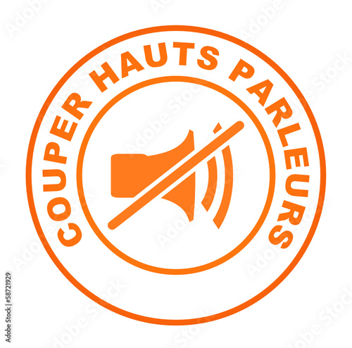 couper hauts parleurs sur bouton web rond orange