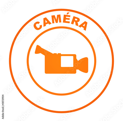 caméra sur bouton web rond orange
