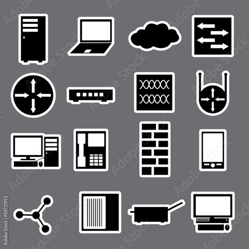 network icon stickers collection eps10