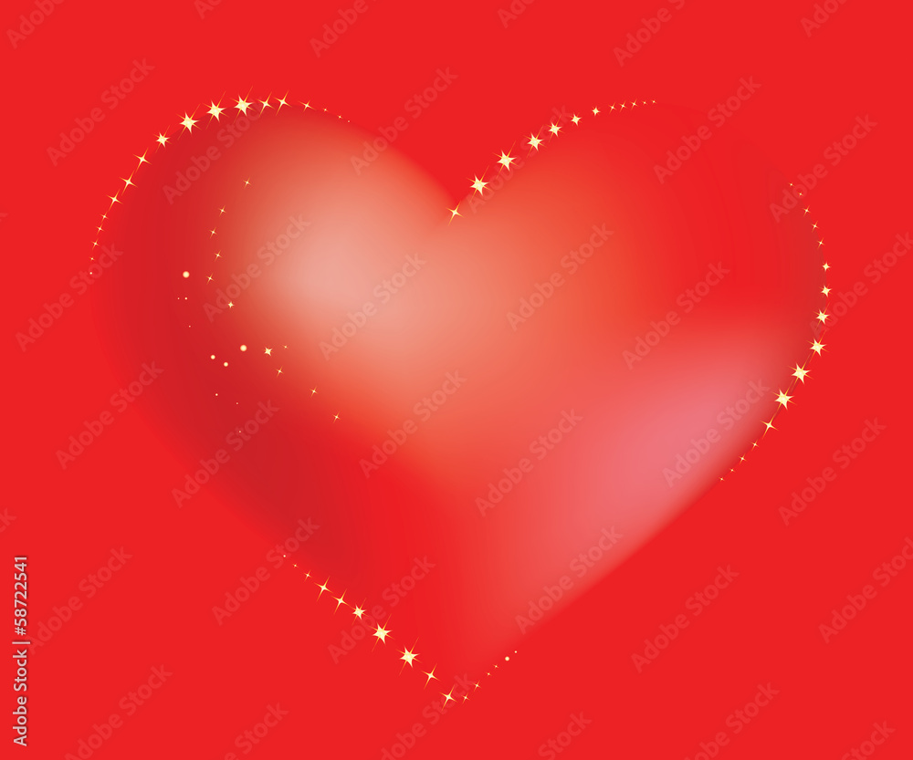 Red heart twinkles with glamour sparkles