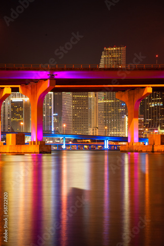 MacArthur Causeway Bridge at night