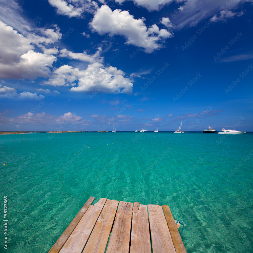 Formentera tropical Mediterranean sea wooden pier