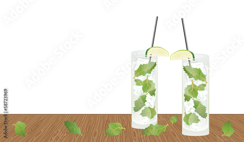 Mojito drink cocktail on the table