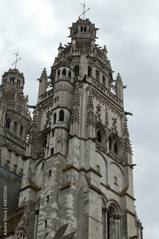 Gothic cathedral of Saint Gatien in Tours, Loire Valley  France