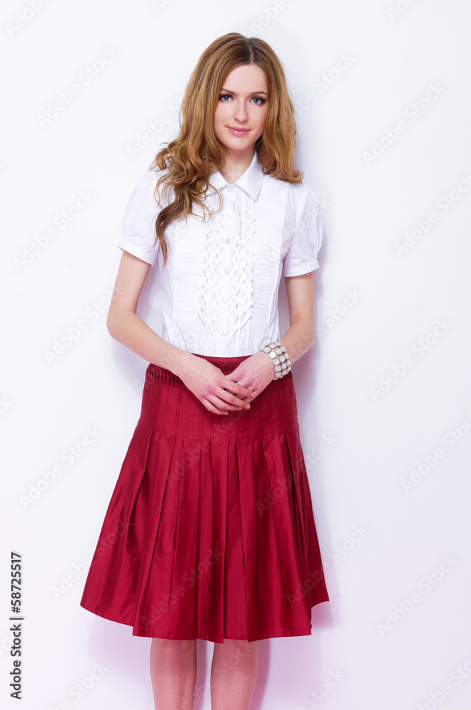 young fashion model posing standing and looking in camera young fashion model posing standing and looking in camera