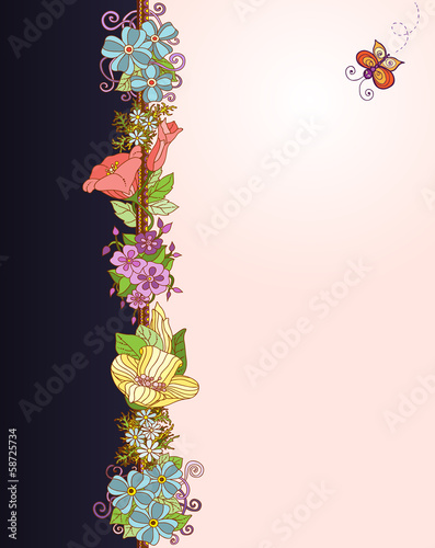 Fototapeta Naklejka Na Ścianę i Meble -  Invitation with graphic flowers and leaves