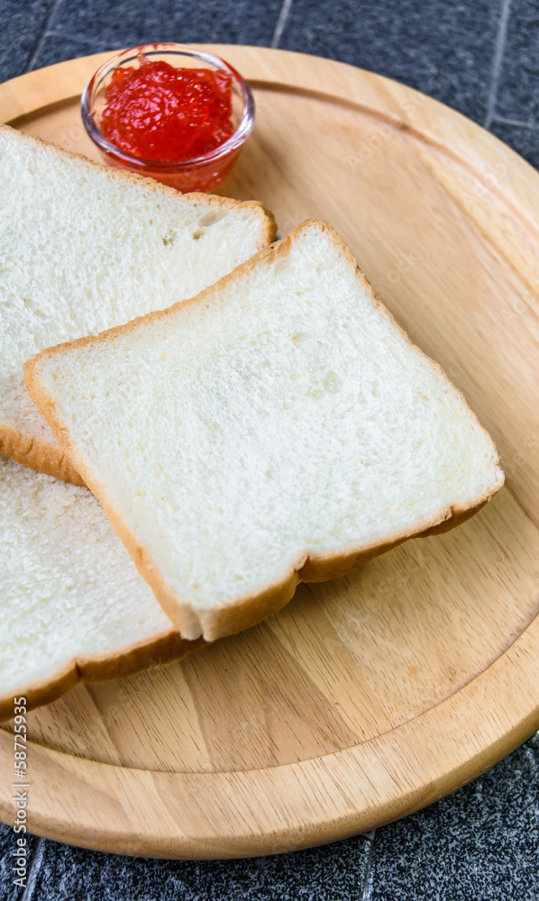 bread with strawberry jam