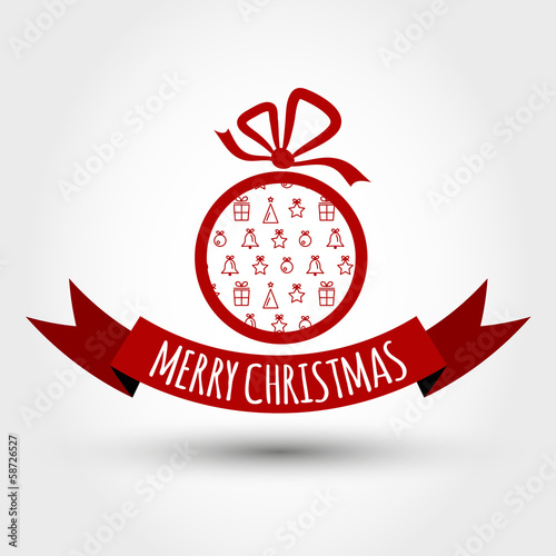 red christmas ball with arc ribbon