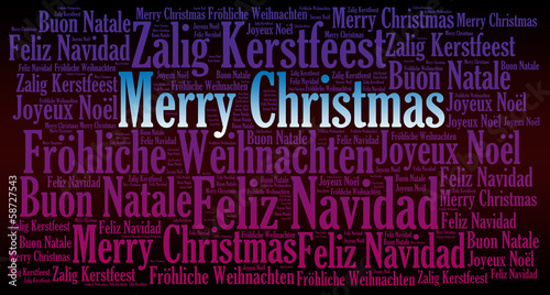 Merry Christmas holiday word cloud background