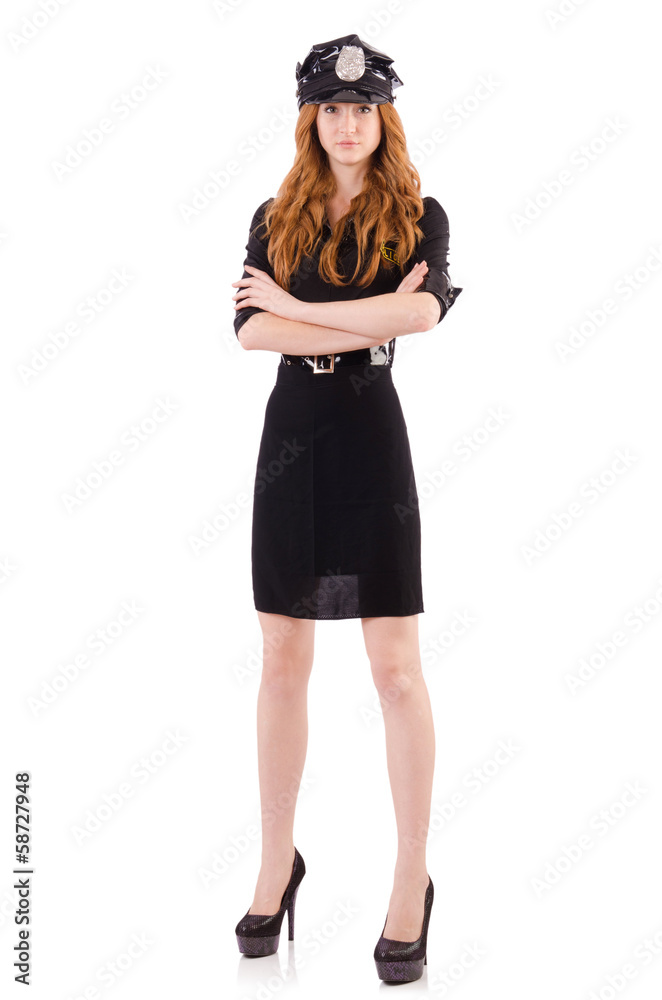 Fototapeta premium Redhead police officer isolated on white