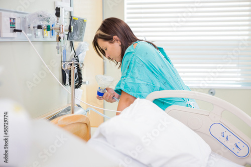 Birthing Mother Undergoing Contraction
