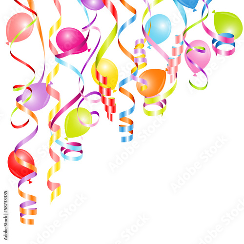 Colored Streamers & Balloons Party Background