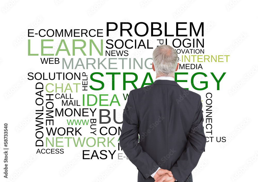 Composite image of rear view of serious businessman posing Composite image of rear view of serious businessman posing