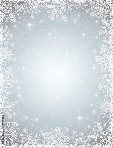 grey background with  frame of snowflakes, vector