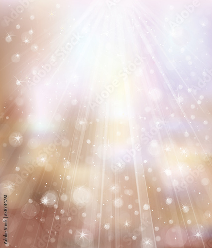 Vector glitter  background with rays and lights.