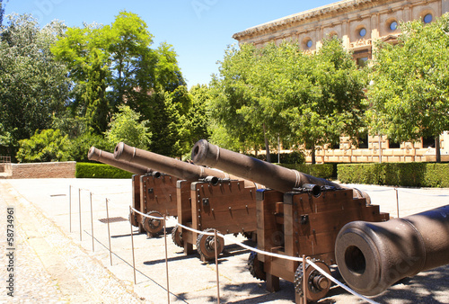 Ancient guns in Alhambra Castle, Spain