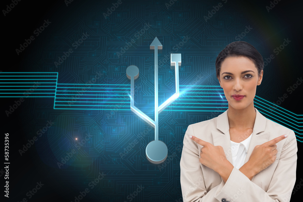 Composite image of charismatic businesswoman with her arms cross Composite image of charismatic businesswoman with her arms cross