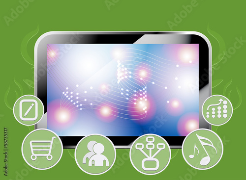 Tablet PC with ability to communicate vector background