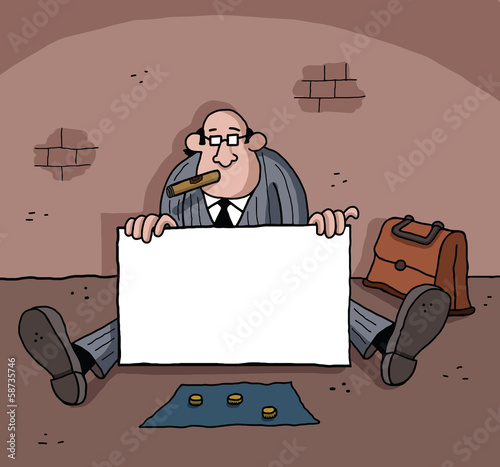 Businessman is begging