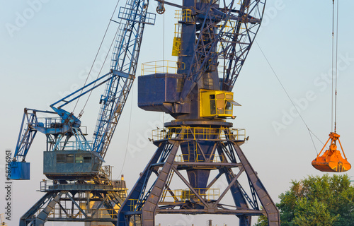 Wallpaper Mural Large gantry and cranes at river port Torontodigital.ca