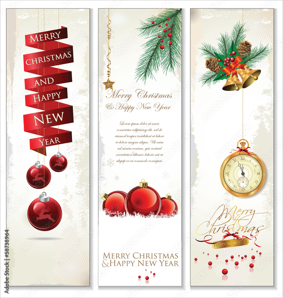 Obraz Merry Christmas banner vertical background