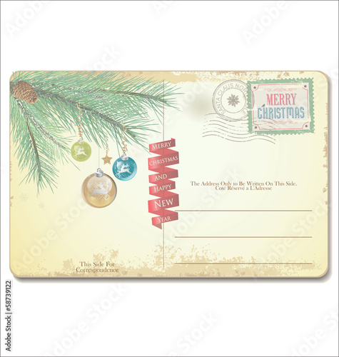 Vintage Christmas Postcard and Stamps