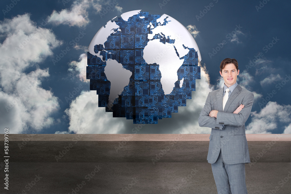 Composite image of assertive businessman standing Composite image of assertive businessman standing