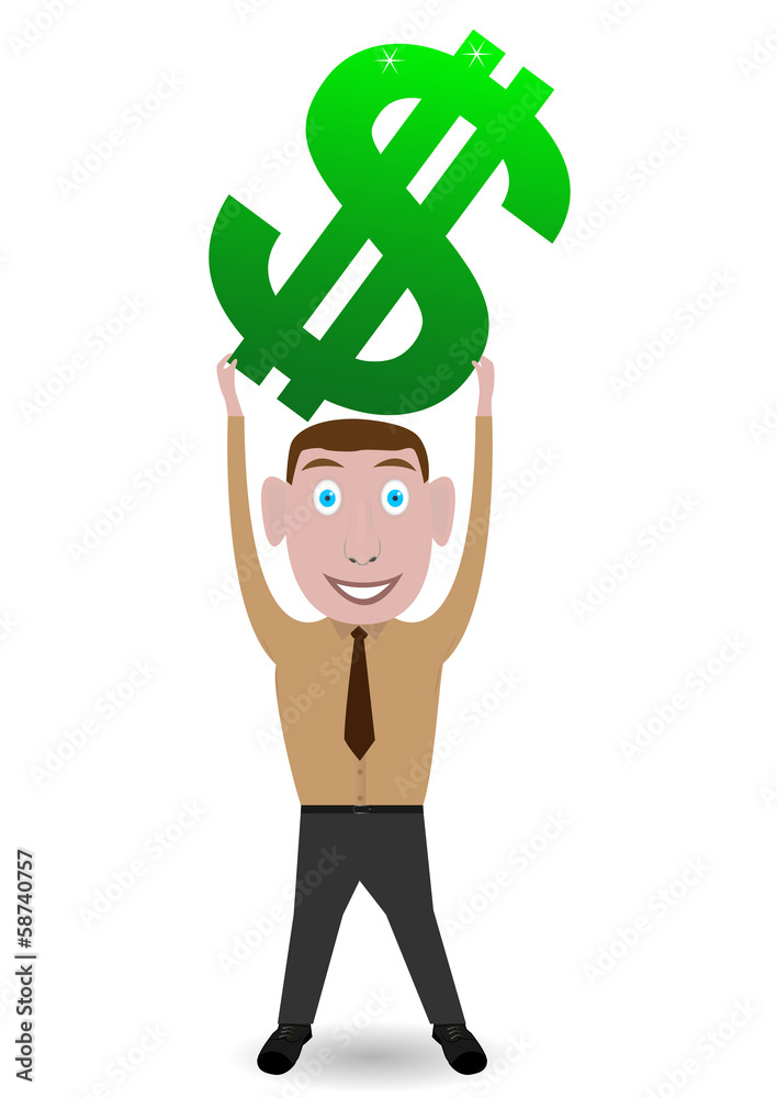 Illustration of man holding dollar sign. Vector EPS-8. Illustration of man holding dollar sign. Vector EPS-8.