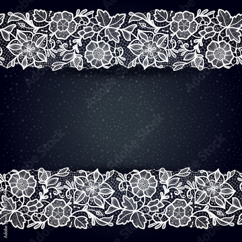 Abstract lace ribbon seamless pattern with elements flowers.