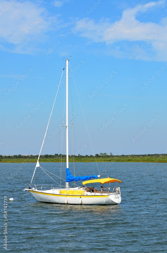 Obraz premium Moored Sailboat