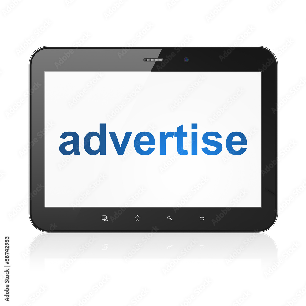 Advertising concept: Advertise on tablet pc computer Advertising concept: Advertise on tablet pc computer